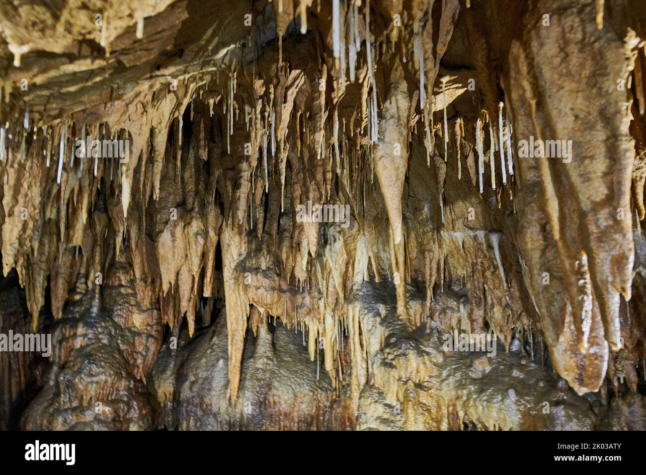 Dripstone cave, Grotte du Château de la Roche Stock Photo