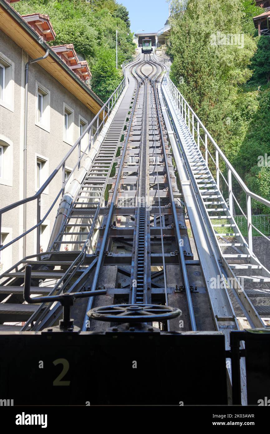Funicular railroad Neuveville-Saint-Pierre in Fribourg, Switzerland Stock Photo