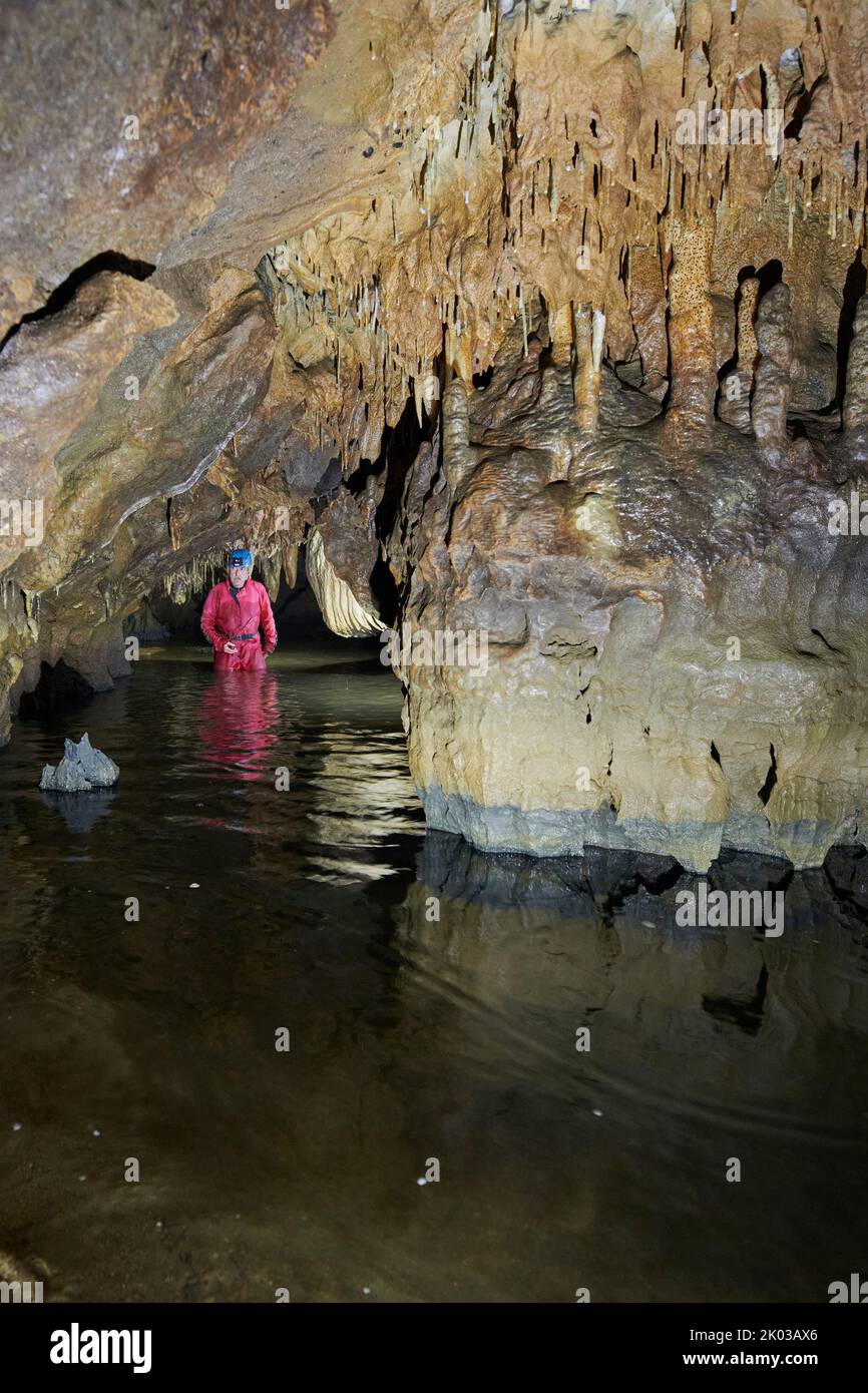 Tropstone cave, Grotte du Château de la Roche Stock Photo