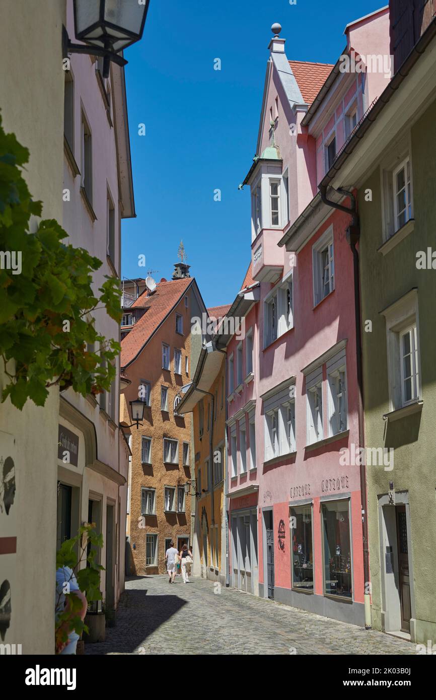 Alley in Lindau on Lake Constance, Bavaria, Germany Stock Photo