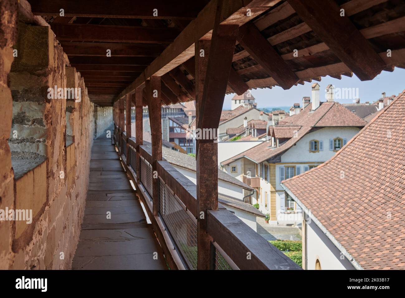 Switzerland, Murten, city wall, view over the city Stock Photo