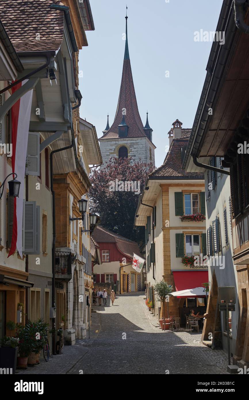 Switzerland, Murten, city view Stock Photo