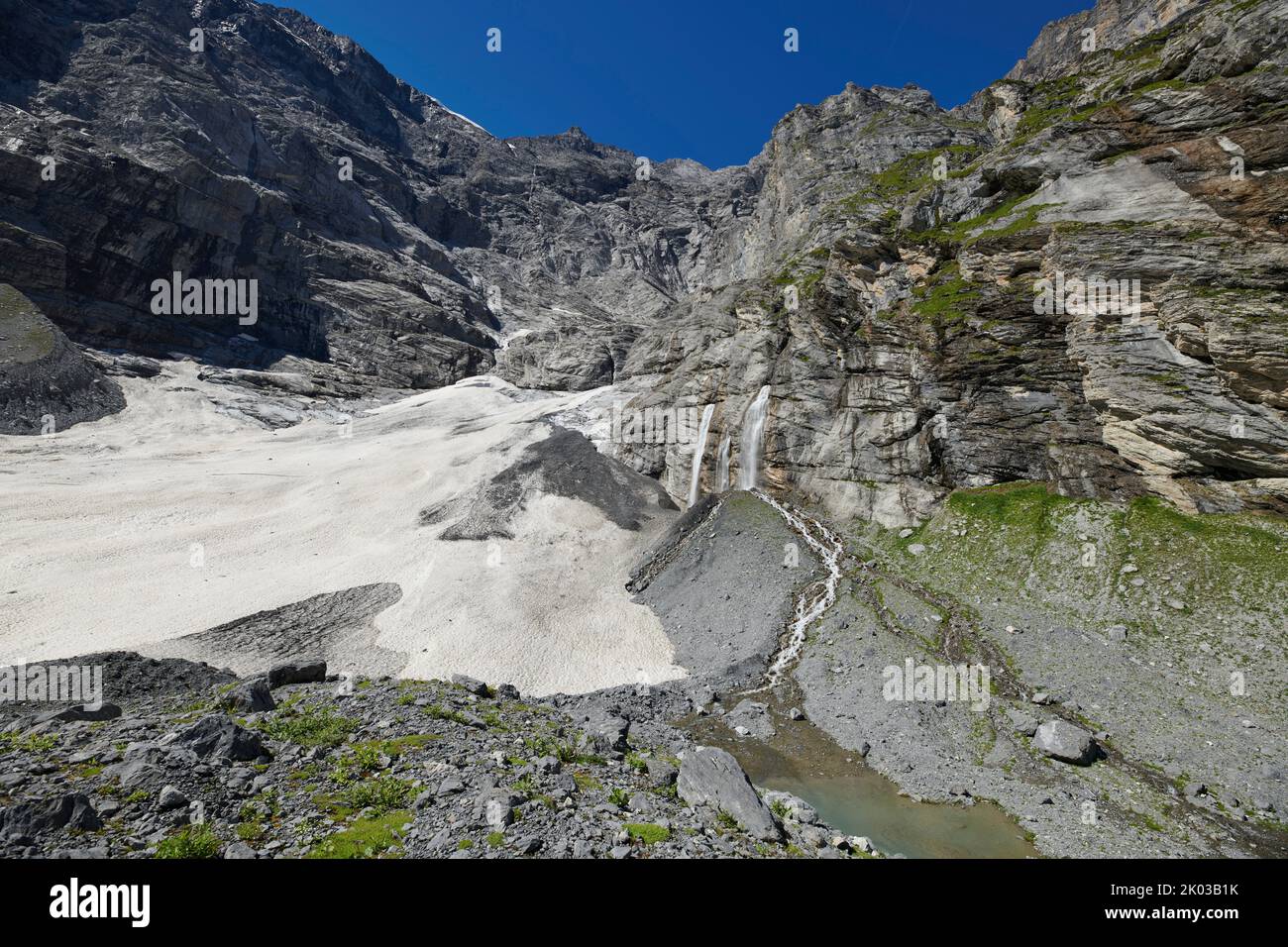 Waterfall in Sefinental, Bernese Oberland, Switzerland Stock Photo