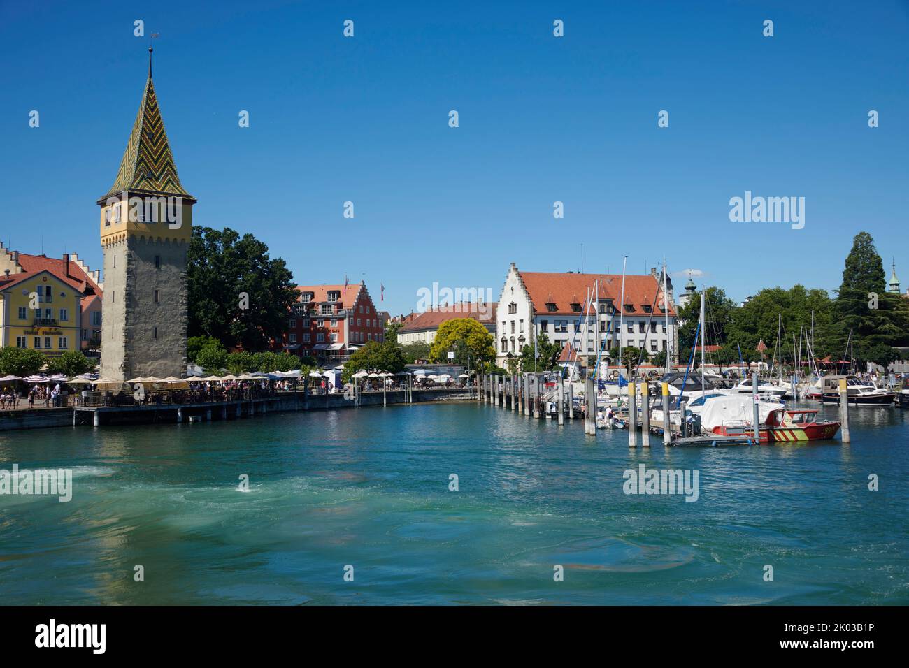 Mangturm (tower) in Lindau at Lake Constance, Bavaria, Germany Stock Photo