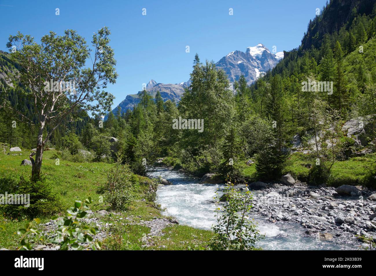 Mountain landscape in Sefinental, Switzerland Stock Photo