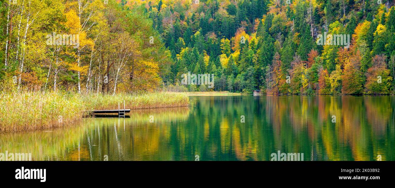 Autumn landscape in Bavaria in the Allgäu at the lake Schwansee near Schwangau Stock Photo