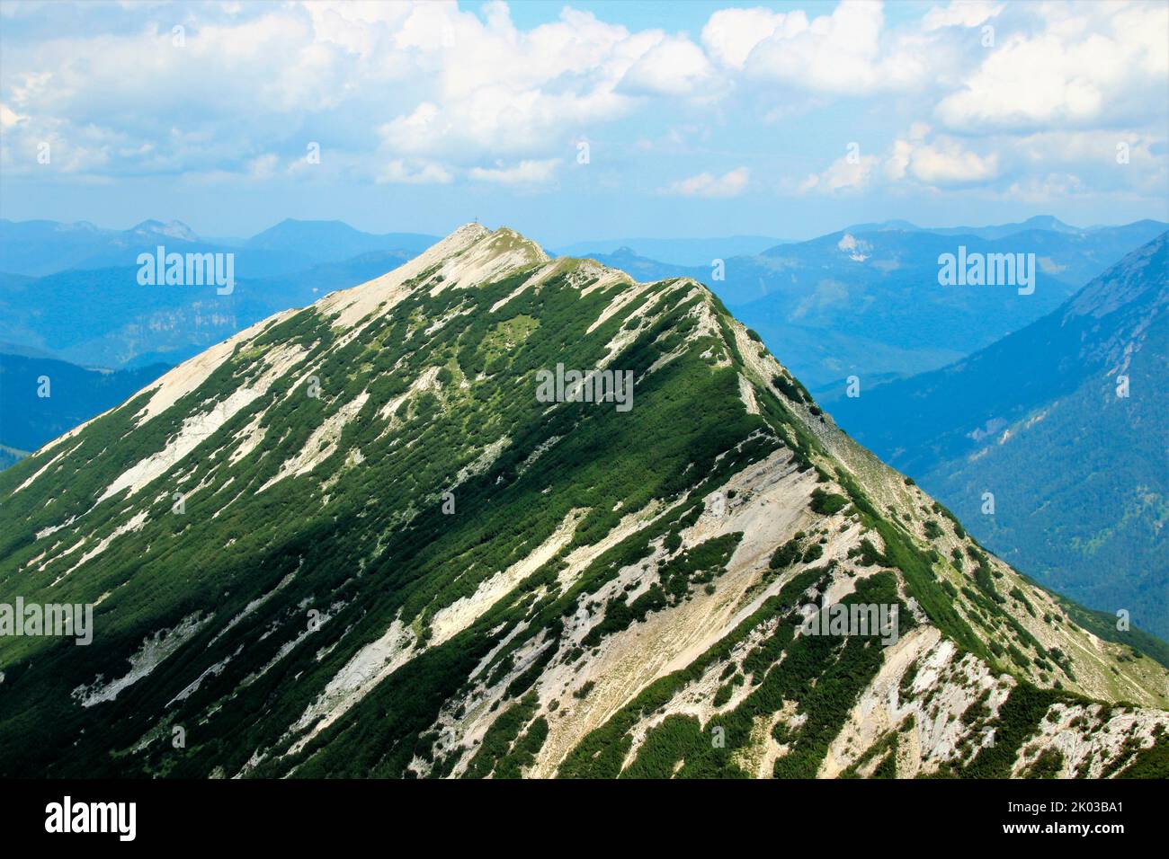 View from Seebergspitze (2085m) to Seekarspitze (2053m) at Achensee, mountain ridge, alpine panorama, Tyrol, Austria Stock Photo
