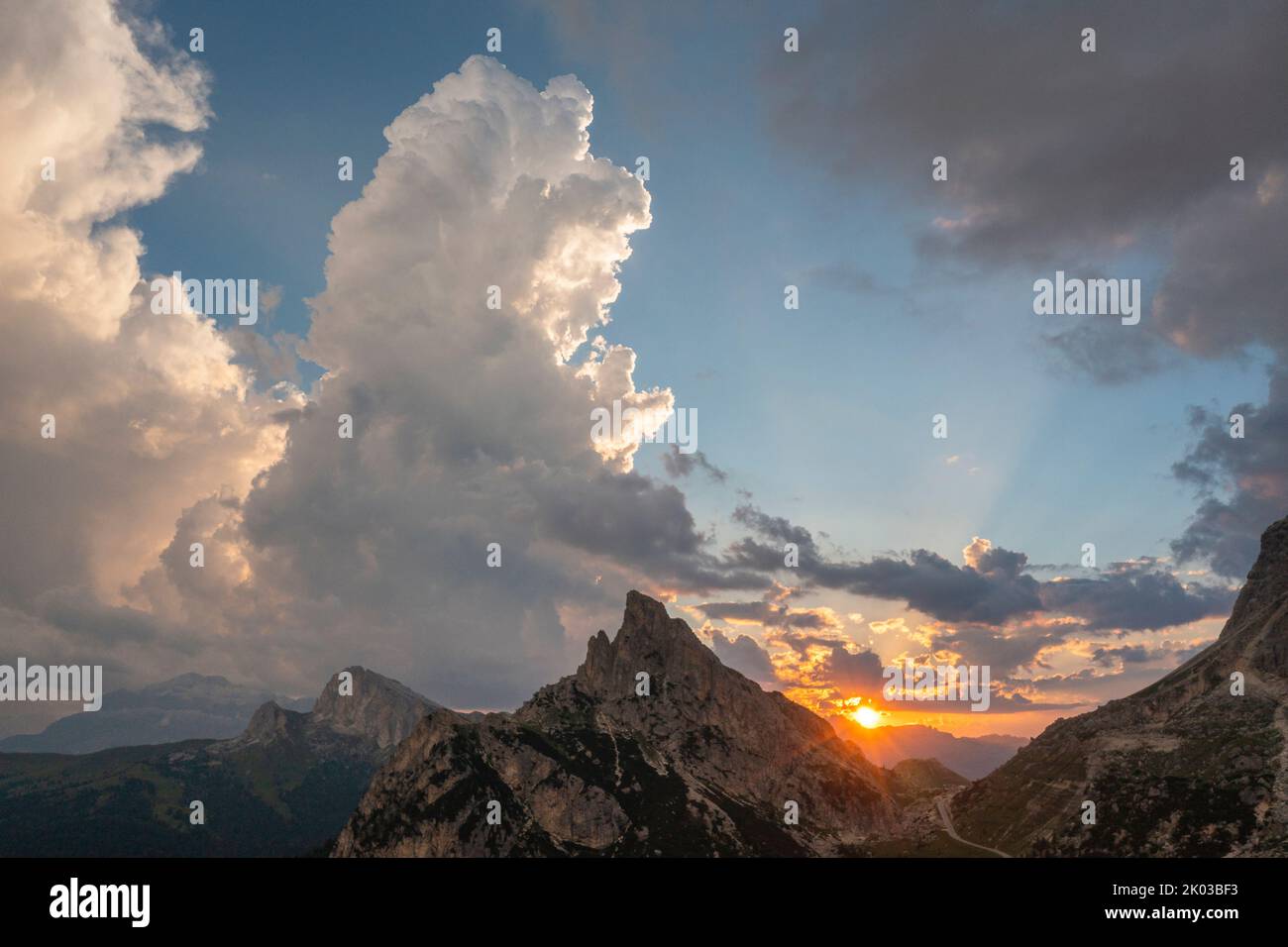 Drone image of the Ampezzo Dolomites Nature Reserve. Stock Photo