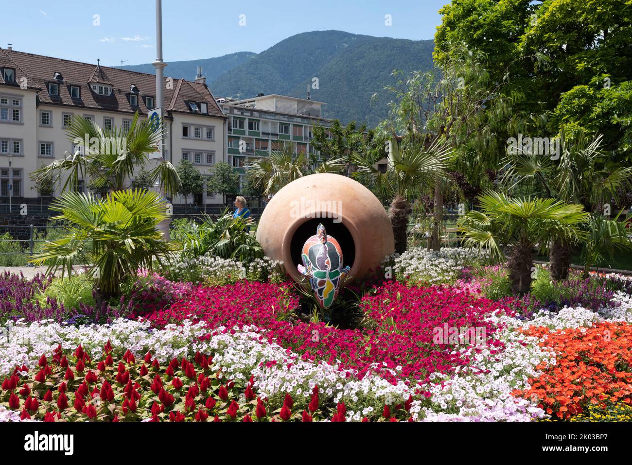 Spa promenade, flowers, Merano, South Tyrol, Italy Stock Photo