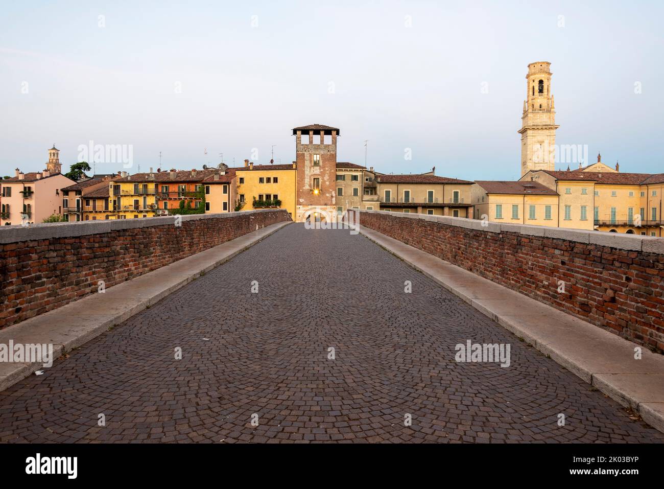 Ponte Pietra, historic city gate, Verona Cathedral Santa Maria Assunta, Veneto, Italy Stock Photo