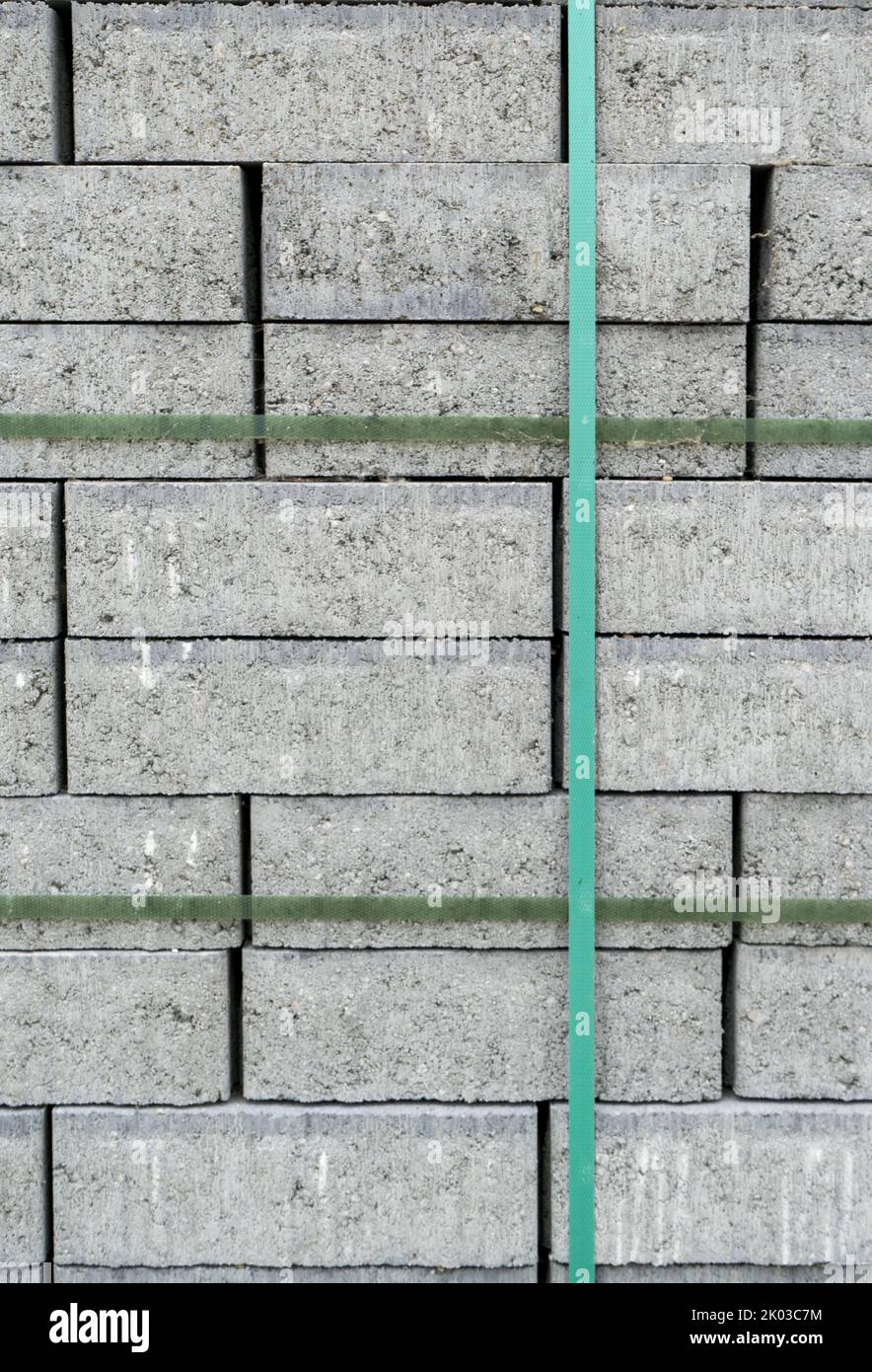 Stack of gray concrete blocks Stock Photo