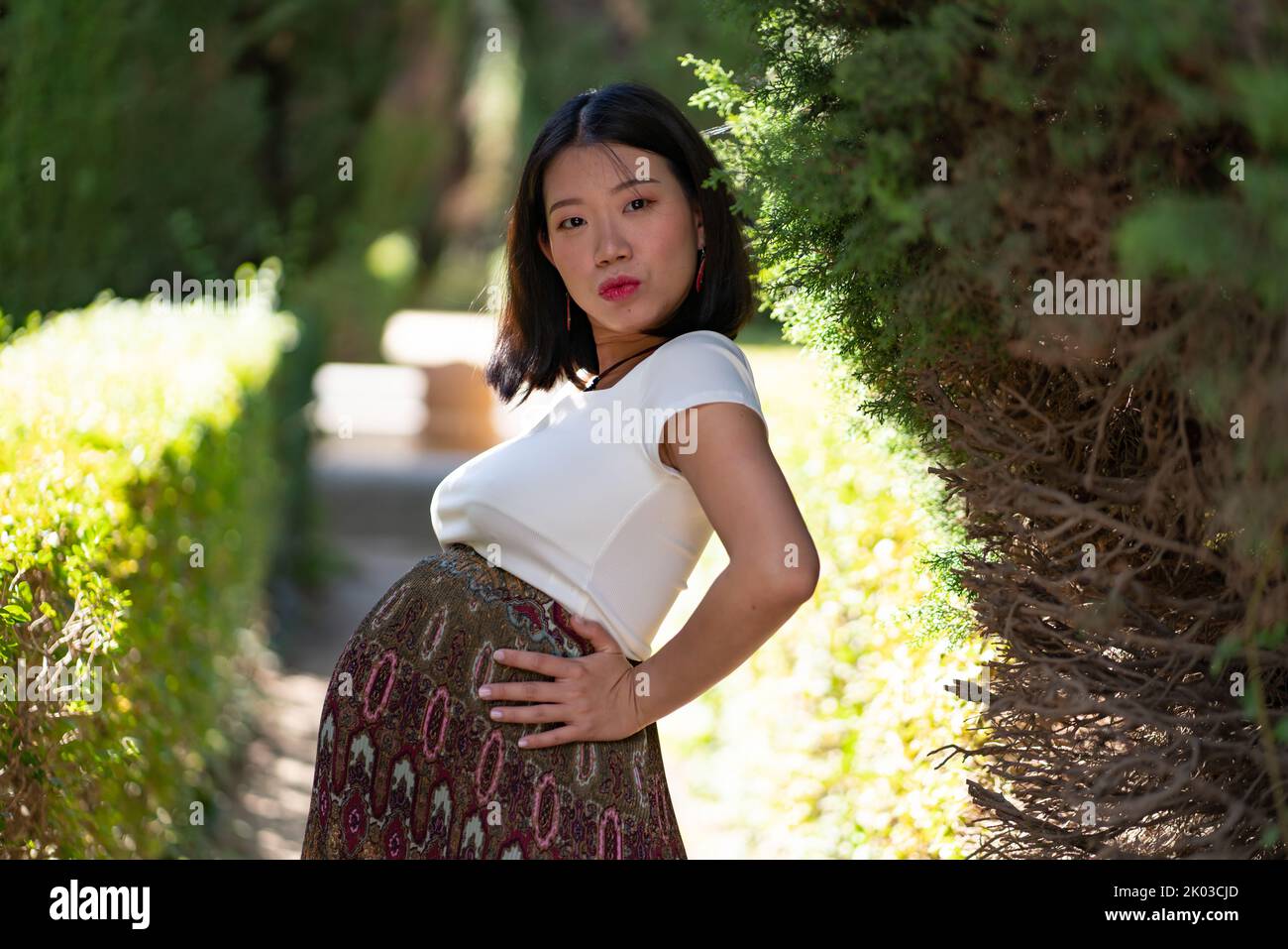 Young Happy And Beautiful Asian Japanese Woman Posing Outdoors Happy Young Happy And Beautiful Asian Japanese Woman Posing Outdoors Happy