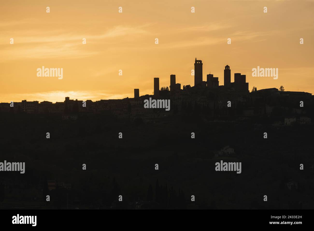 Golden hour, San Gimignano, Siena, Tuscany, Italy Stock Photo