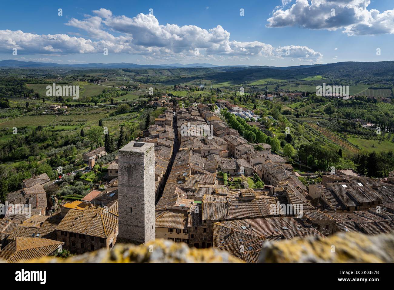 City view, above the rooftops of San Gimignano, Siena, Tuscany, Italy Stock Photo