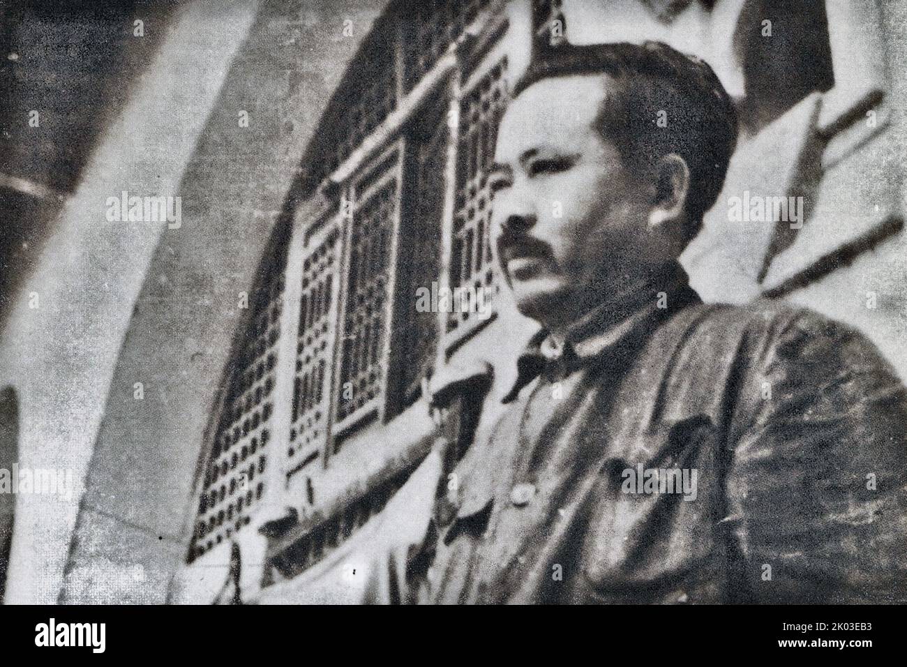 Ren Bishi in Yangjialing, Yan'an. Ren Bishi was a military and political leader in the early Chinese Communist Party. In the early 1930s, Stock Photo