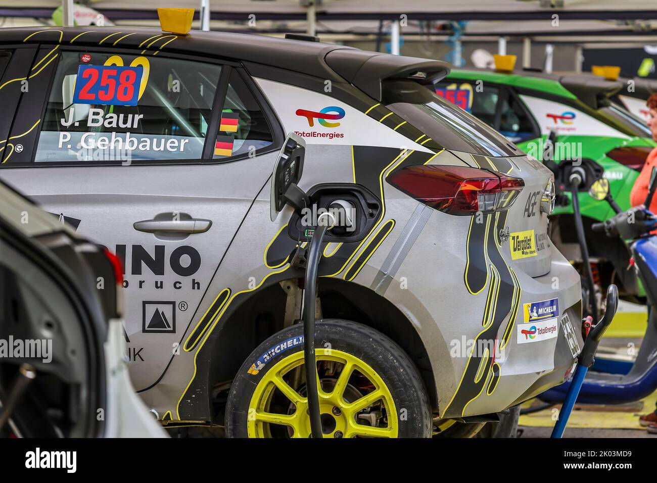 258 BAUR Joe, GEHBAUER Paul, JOE Baur,Opel Corsa eRallye, station de