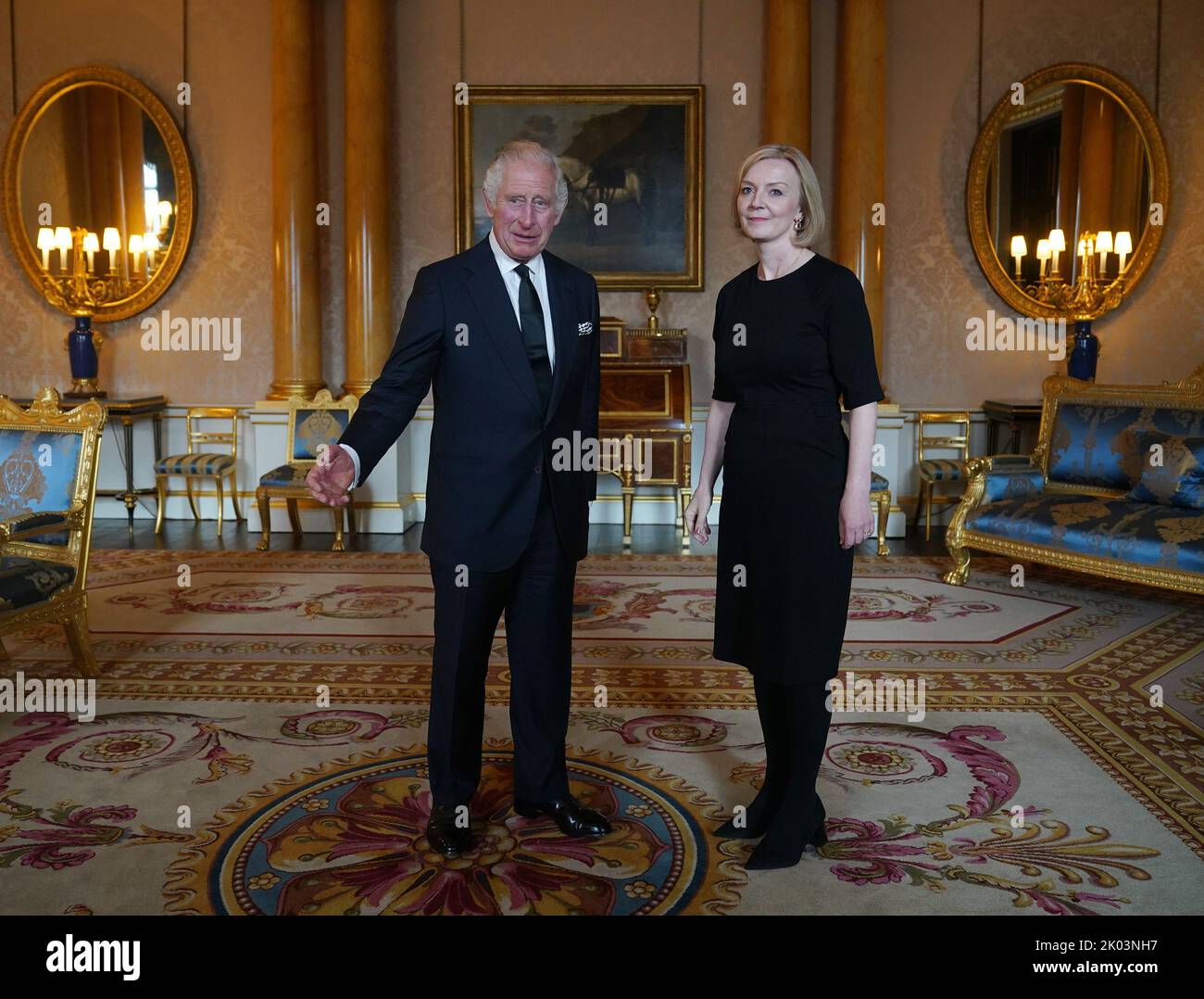 King Charles III during his first audience with Prime Minister Liz
