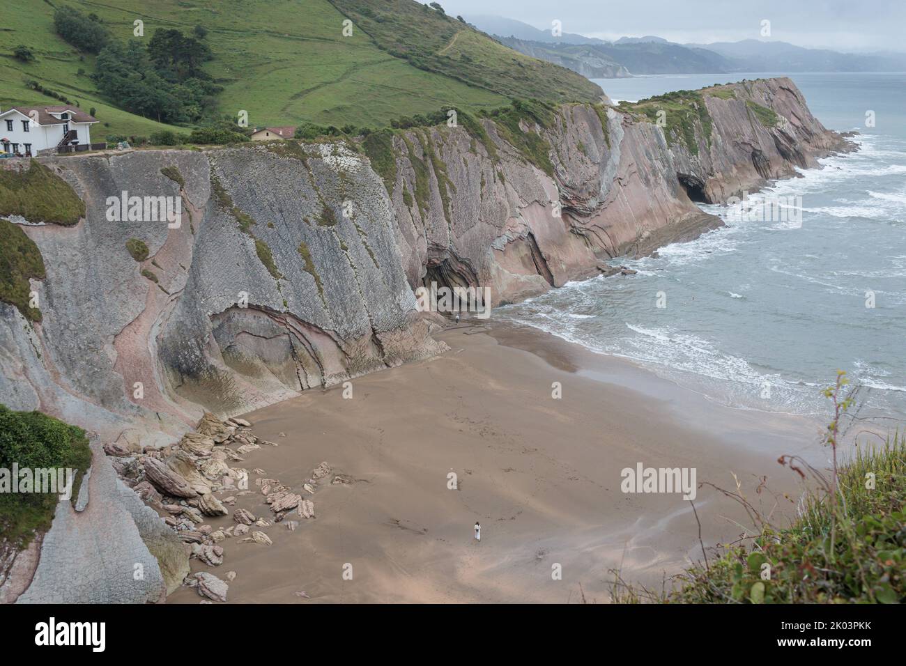 Itzurun Beach In Zumaia Basque Country Spain Aerial View Stock Photo Itzurun Beach In Zumaia Basque Country Spain Aerial View Stock Photo