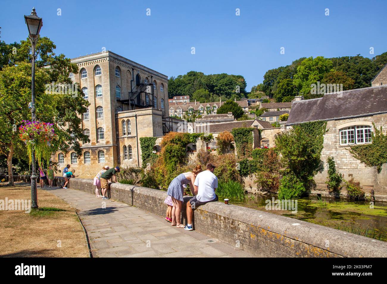 People on the walk along the banks of the river Avon in Bradford on