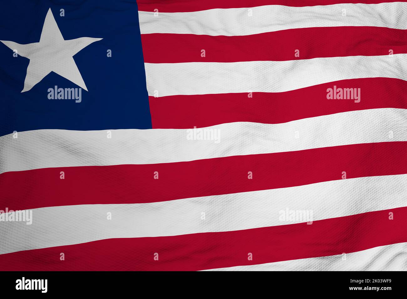 Full frame close-up on a waving Liberian flag in 3D rendering Stock ...