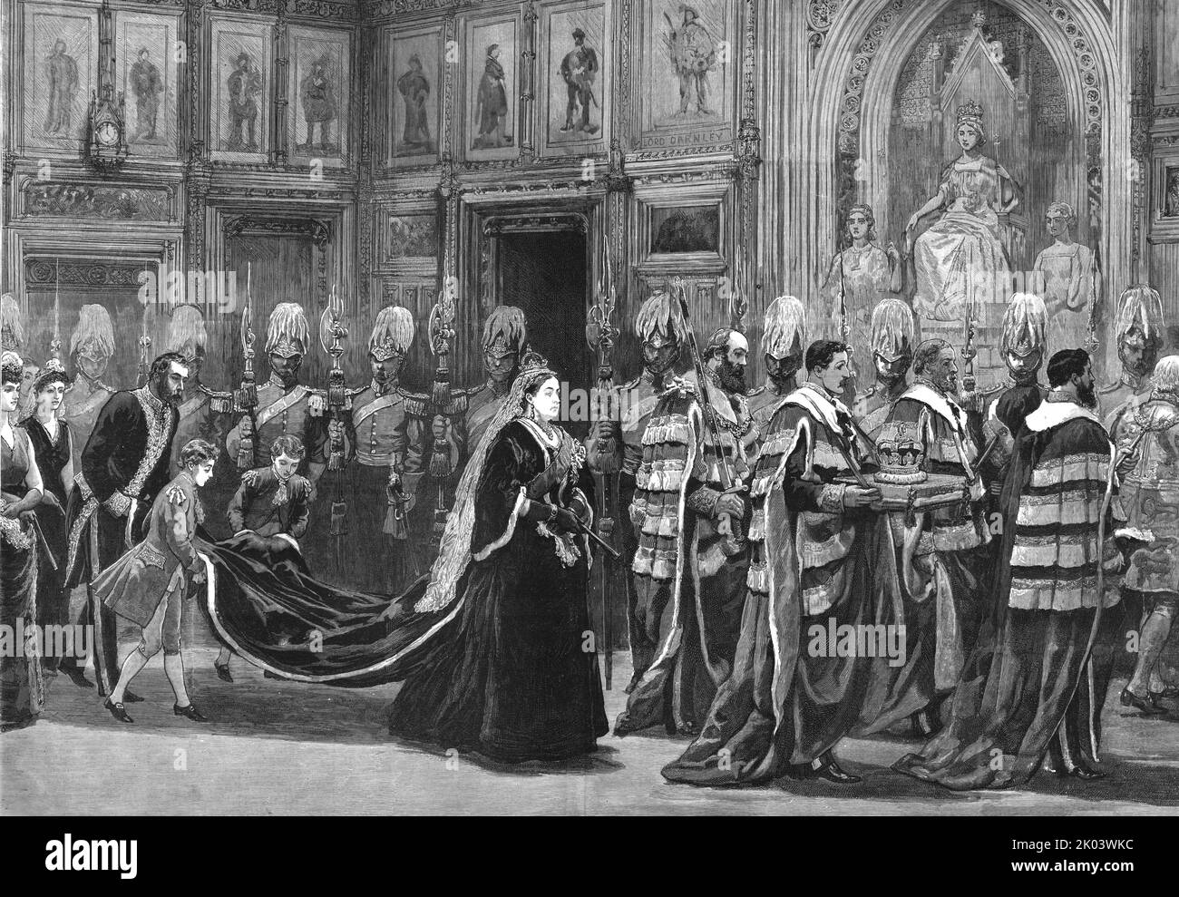 'The Opening of the new Parliament by the Queen', 1886. From &quot;The Graphic. An Illustrated Weekly Newspaper Volume 33. January to June, 1886&quot;. Stock Photo