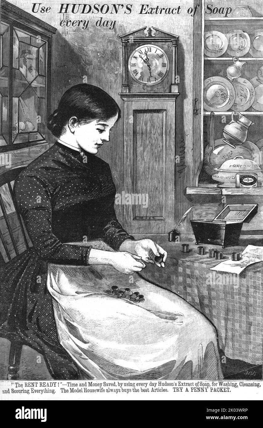 'Use Hudson's extract of soap every day', 1886.  From &quot;The Graphic. An Illustrated Weekly Newspaper Volume 33. January to June, 1886&quot; Stock Photo