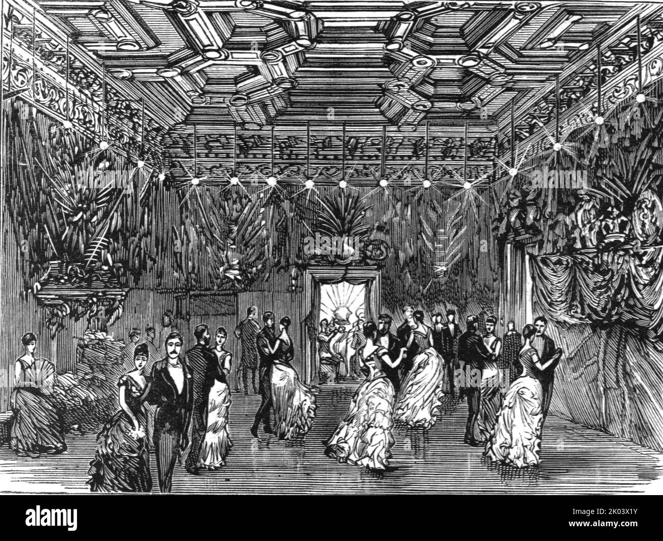 'Reception and Ball at Dover House, the official residence of Lord Dalhousie; The Ball Room', 1886. From &quot;The Graphic. An Illustrated Weekly Newspaper Volume 33. January to June, 1886&quot;. Stock Photo