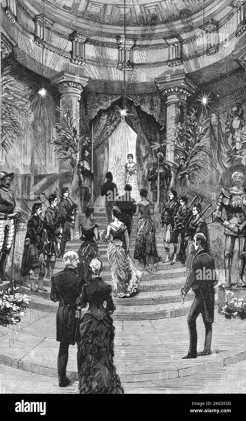 'Reception and Ball at Dover House, the official residence of Lord Dalhousie; Lady Dalhousie receiving guest's', 1886. From &quot;The Graphic. An Illustrated Weekly Newspaper Volume 33. January to June, 1886&quot;. Stock Photo