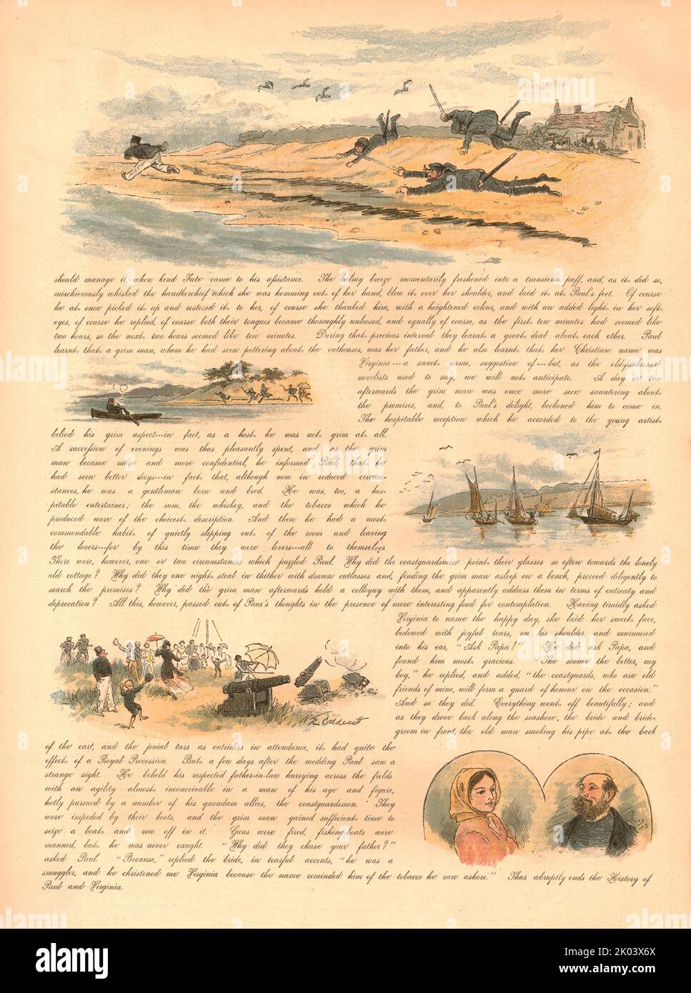 'Paul and Virginia or the very Last of the Smugglers', 1886. From &quot;The Graphic. An Illustrated Weekly Newspaper Volume 33. January to June, 1886&quot;. Stock Photo