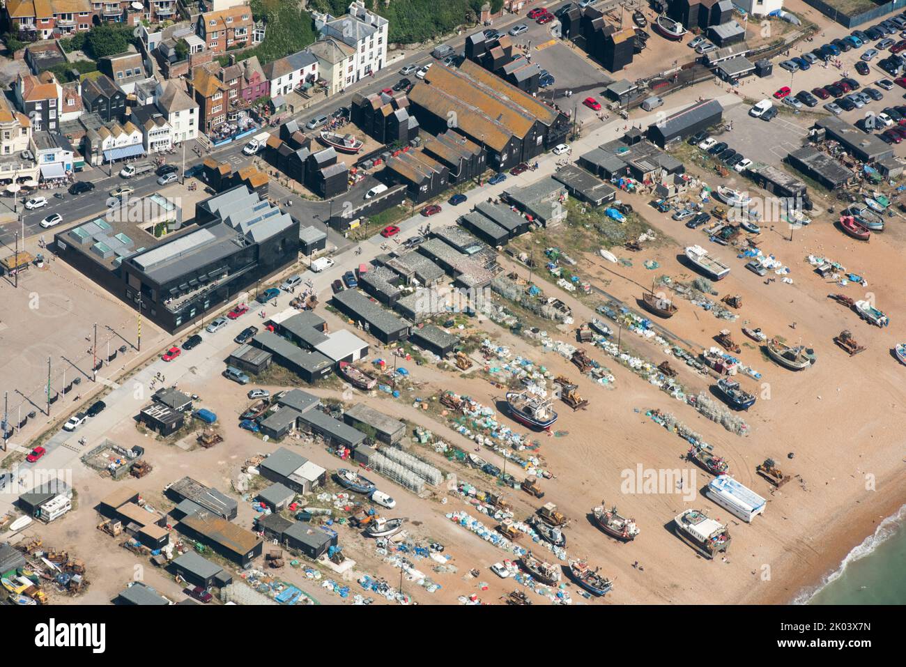 The Stade, beachlaunched fishing boats, net shops and Hastings