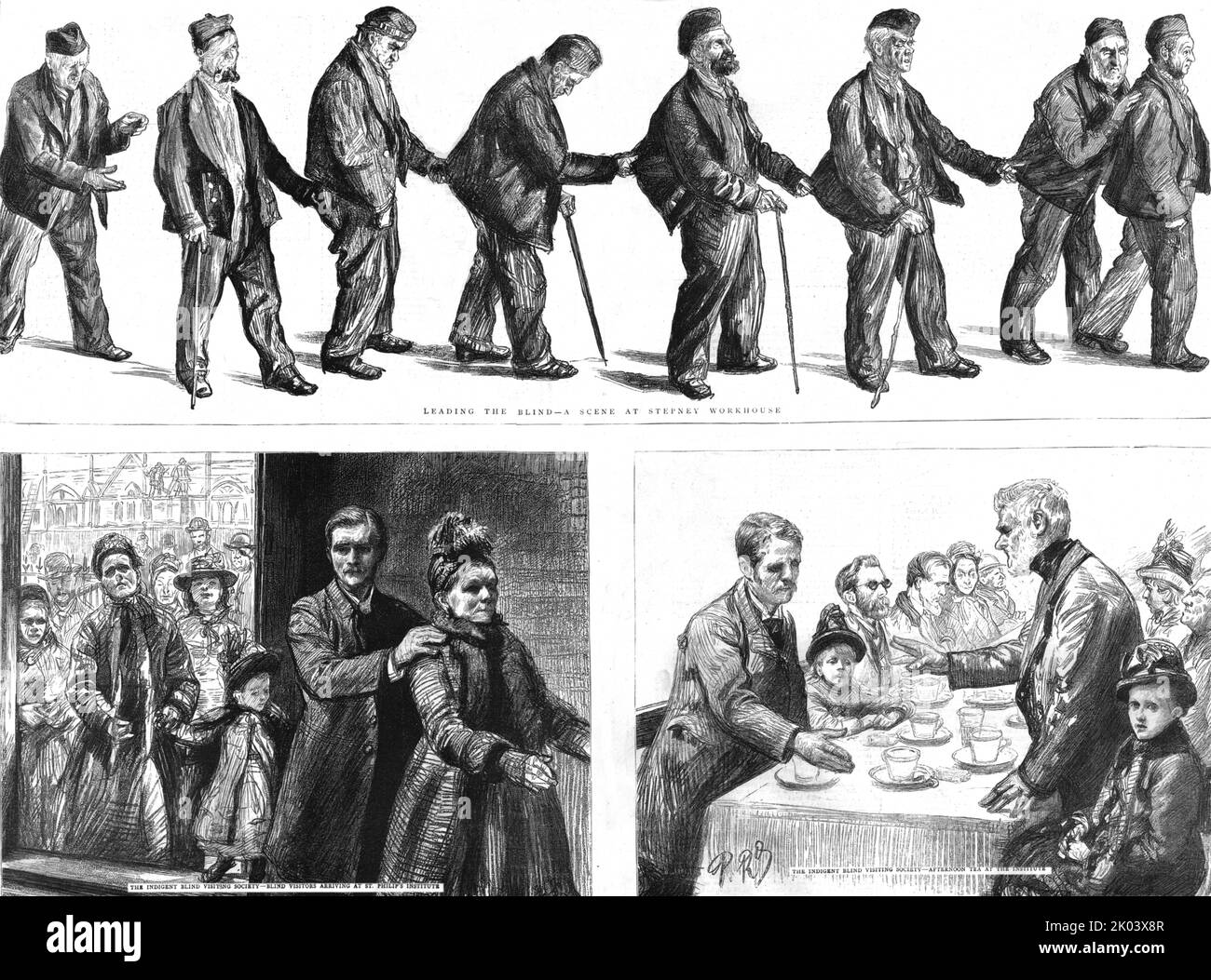 'The Poor Blind at the East End; Stepney Workhouse and St.Philip's Institute', 1890. From &quot;The Graphic. An Illustrated Weekly Newspaper&quot;, Volume 41. January to June, 1890. Stock Photo