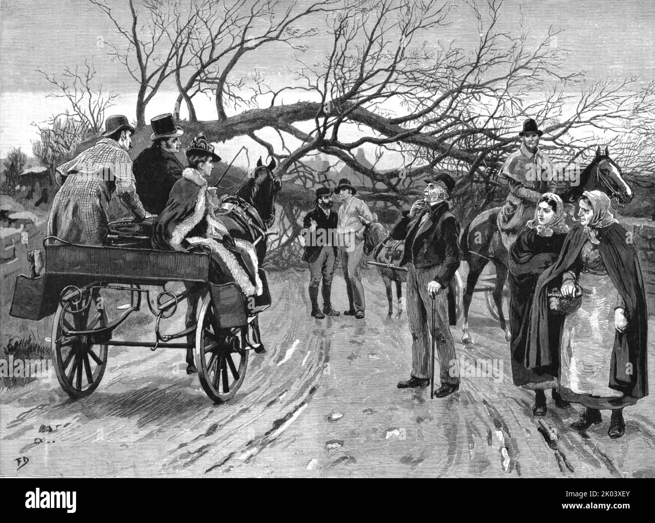 ''Obstruction'--Scene from a Disturbed District of Ireland', 1890. From &quot;The Graphic. An Illustrated Weekly Newspaper&quot;, Volume 41. January to June, 1890. Stock Photo