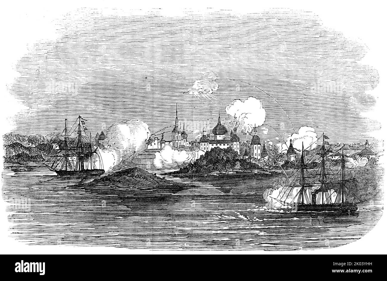 Attack on the town of Novitska, in the White Sea, by the "Miranda" and
