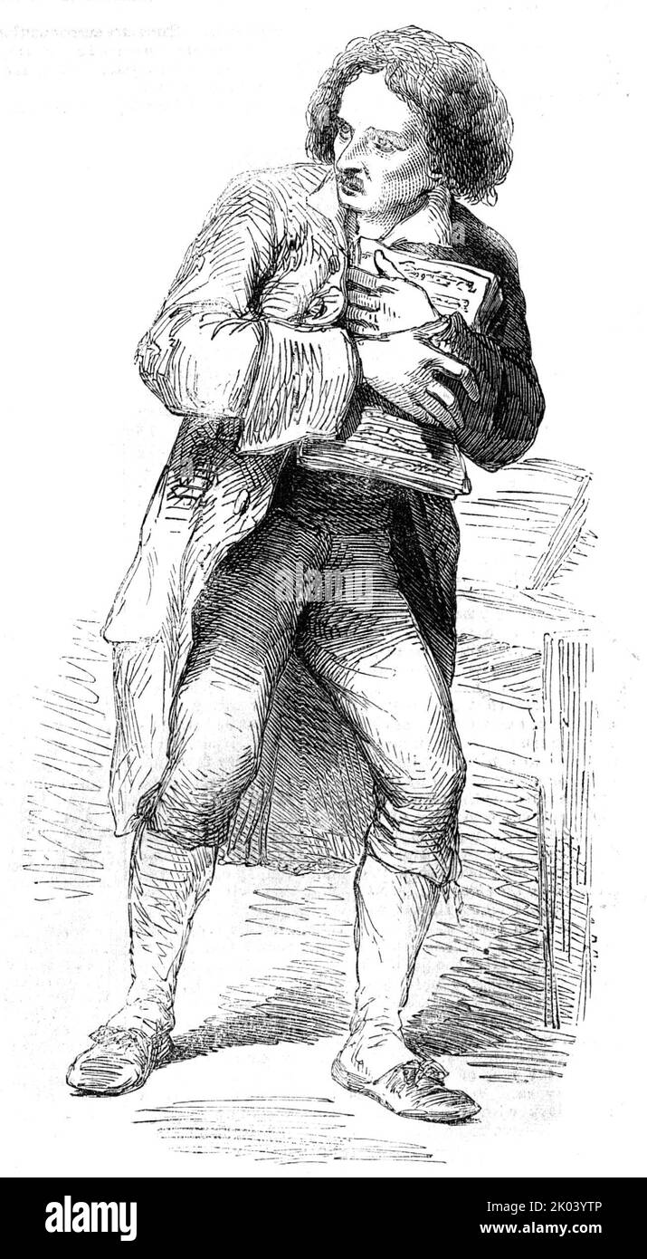 Mr. Morris Barnett, as &quot;Monsieur Jacques&quot;, 1854. London stage show. 'This ingenious dramatist and artistic actor, has, within the last fortnight, repeated his meritorious performance of Monsieur Jacques, at the Adelphi Theatre, previous to his professional visit to the United States. His enactment of the roles of &quot;old Frenchmen&quot; is unrivalled upon our stage...The idea of devoting himself to the dramatic profession first occurred to Mr. Morris Barnett, whilst leader of the orchestra at the French Theatre....After one season, he went to Brighton, as a comedian, and thence to Stock Photo