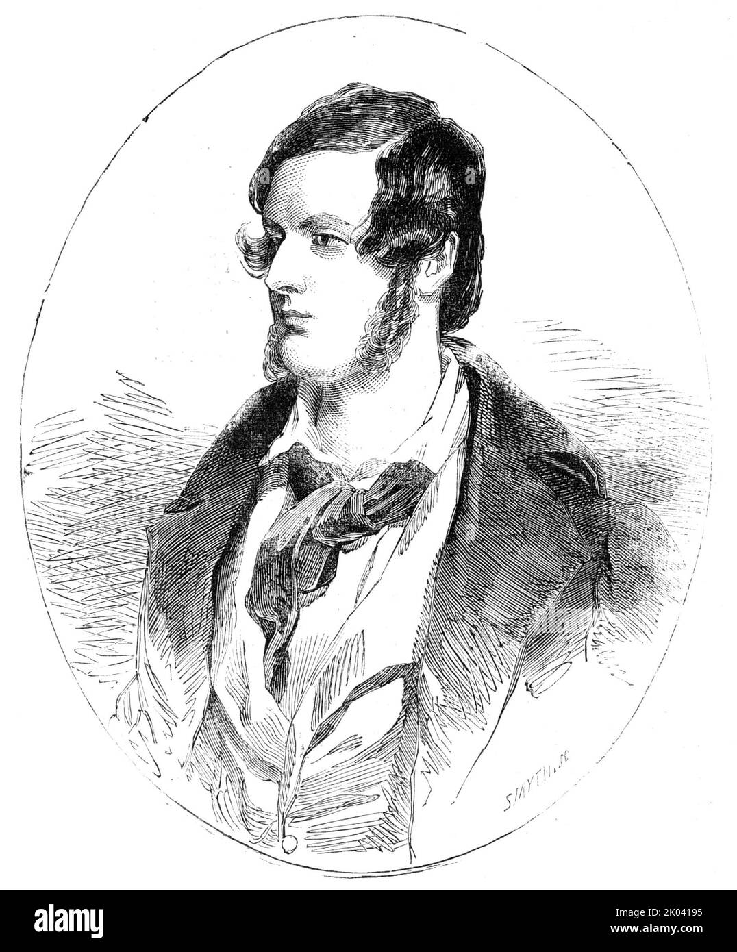 Henry Arthur Herbert, M.P., Mover of the Address to Her Majesty, in the House of Commons, from a portrait by Sir W.C. Ross, R.A., 1854. British MP for County Kerry in Ireland. 'In addition to serving his country in Parliament, he has been for some time actively and honourably engaged in the various duties which devolve on the owners of large properties. He is a magistrate of Kerry, and, in 1853, was appointed Lord-Lieutenant of that county. Recently, when the [Crimean] war so forcibly called for the development of the military resources of the country, Mr. Herbert devoted himself greatly to th Stock Photo