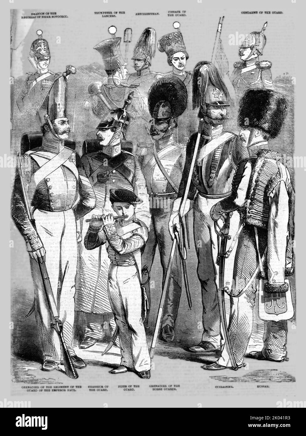 'Regular Troops; The Russian Army c1854', 1854. From &quot;Cassells Illustrated Family Paper; London Weekly 31/12/1853 - 30/12/1854&quot;. Stock Photo