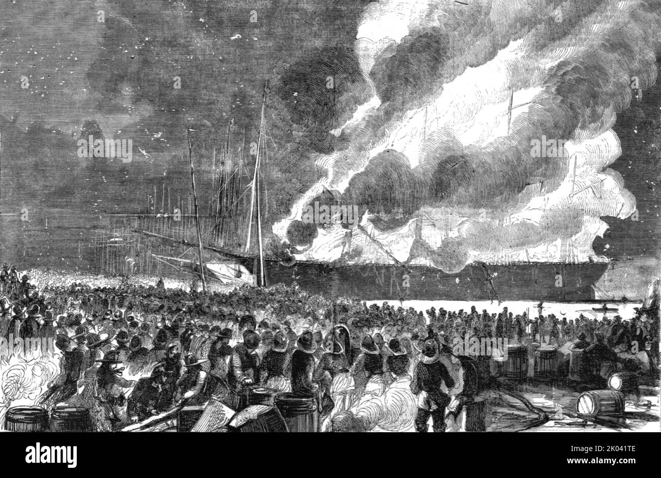 'Burning of the Clipper Ship 'Great Republic', December 27, 1853', 1854. From &quot;Cassells Illustrated Family Paper; London Weekly 31/12/1853 - 30/12/1854&quot;. Stock Photo