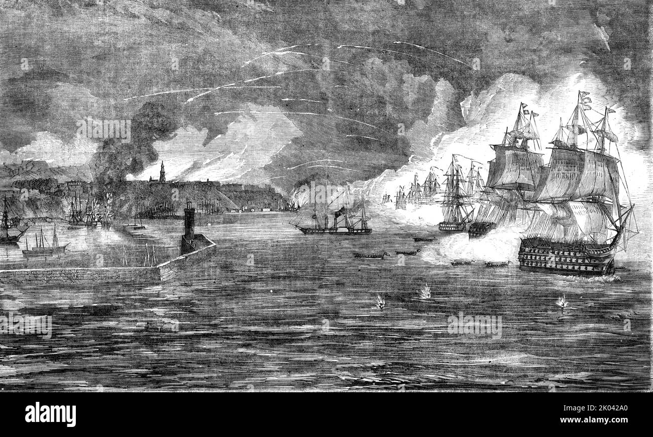 'Bombardment of Odessa by the French and English Fleets on April 22, 1854', 1854. From &quot;Cassells Illustrated Family Paper; London Weekly 31/12/1853 - 30/12/1854&quot;. Stock Photo