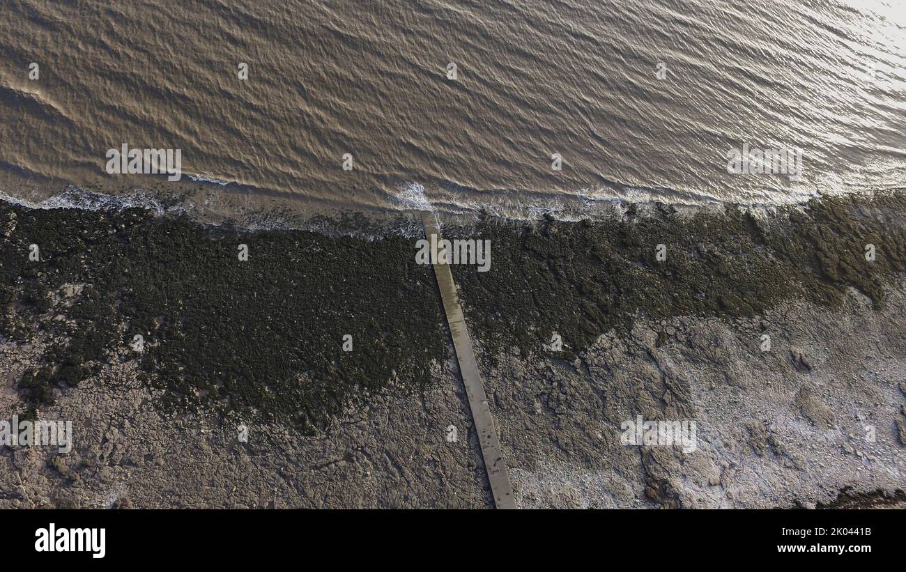 Aerial views over Sully Village, Vale of Glamorgan, Wales Stock Photo ...