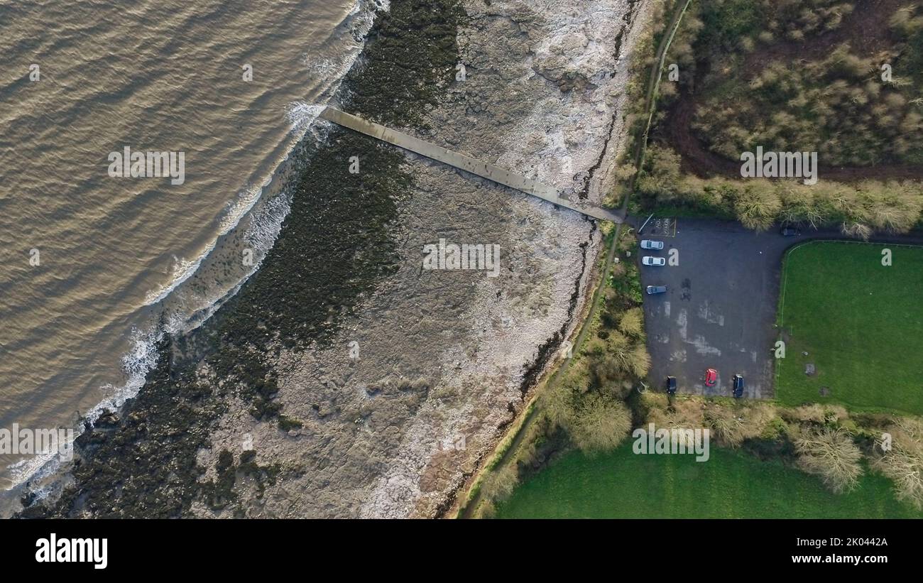 Aerial views over Sully Village, Vale of Wales Stock Photo