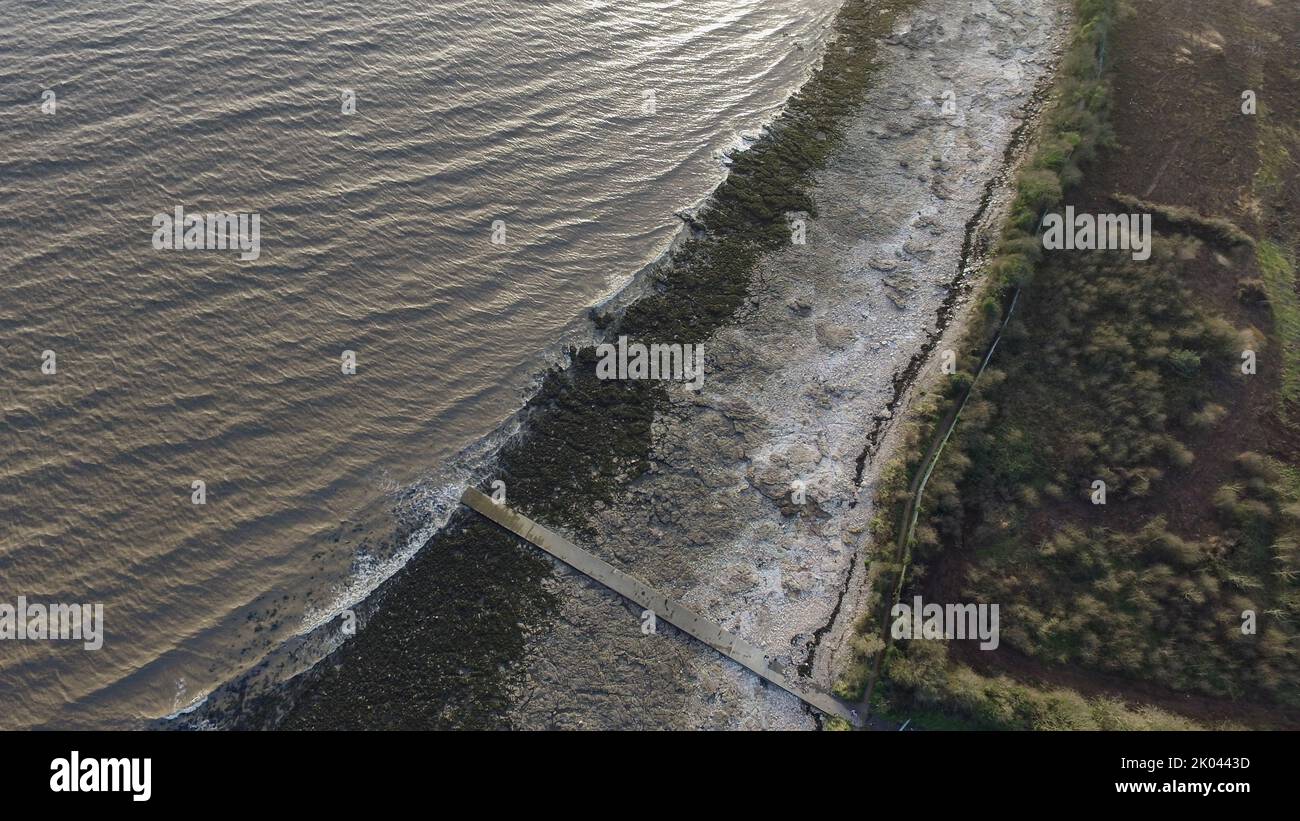 Aerial views over Sully Village, Vale of Wales Stock Photo
