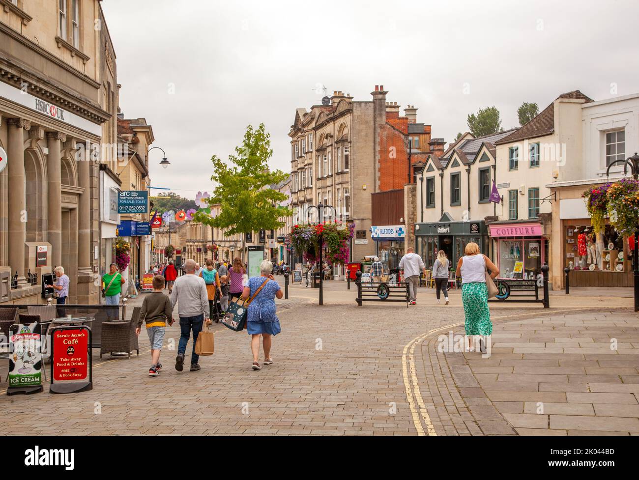 Shoppers shopping in the high Street in the Wiltshire market town of Chippenham Stock Photo
