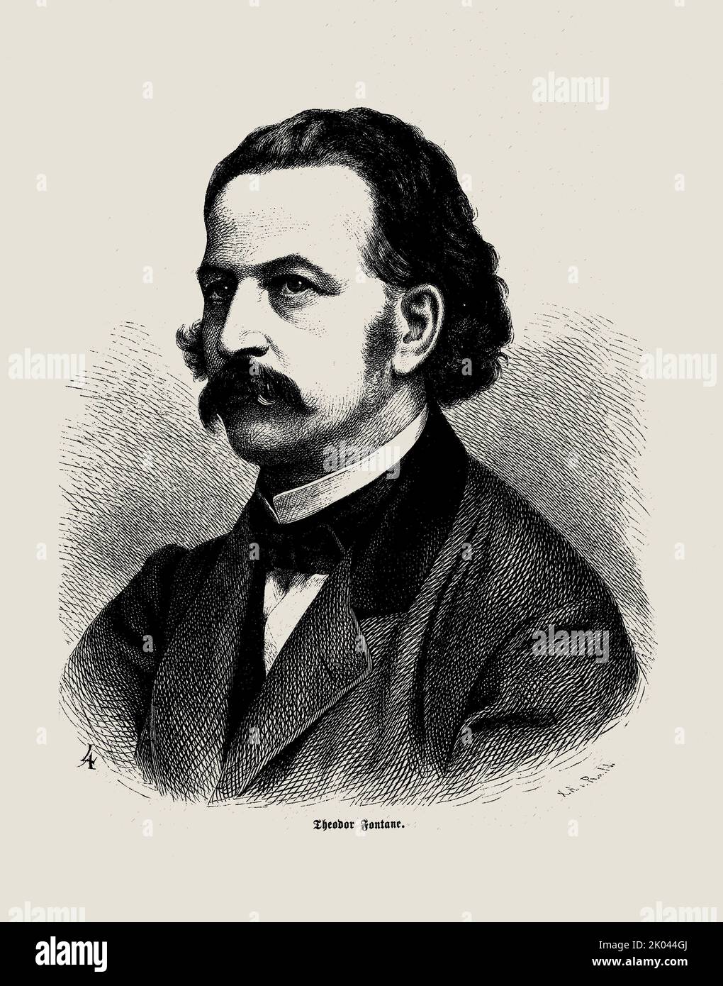 Portrait of Theodor Fontane (1819-1898) , 1860. Private Collection. Stock Photo