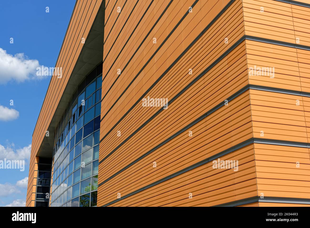 Modern facade of an event arena on the Expo Plaza in Hanover, Germany Stock Photo