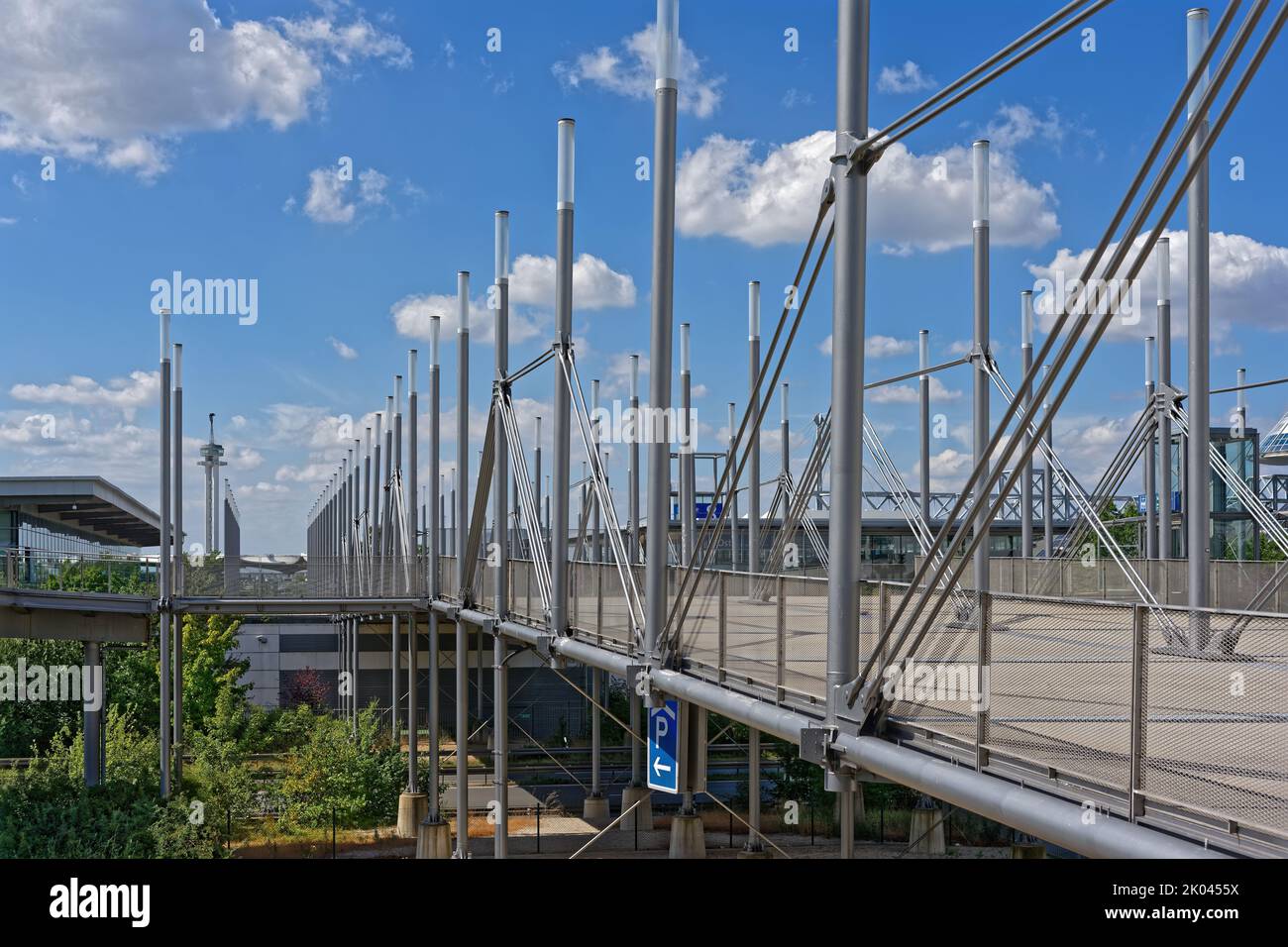 Walkway bridge at the south entrance to Hannover Messe (Fair) Stock Photo