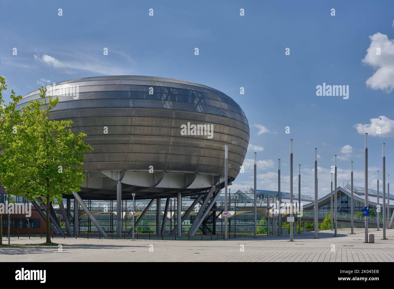 The 'Planet M' (Expo 2000) pavilion at the south entrance to the Hanover Fair Stock Photo