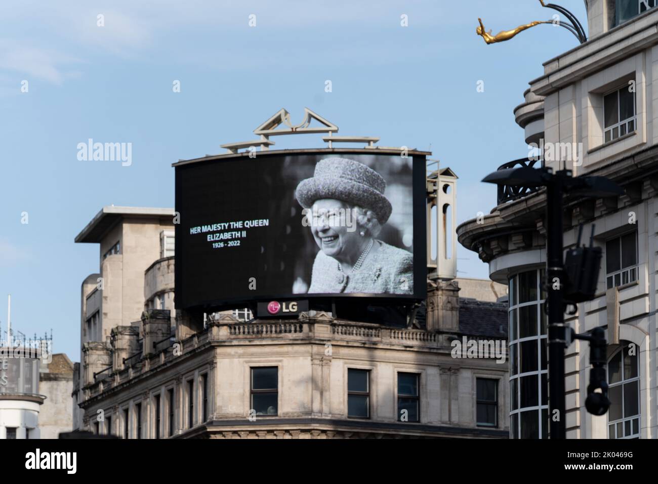 A tribute of Queen Elizabeth 11 was displayed on the Piccadilly Circus ...