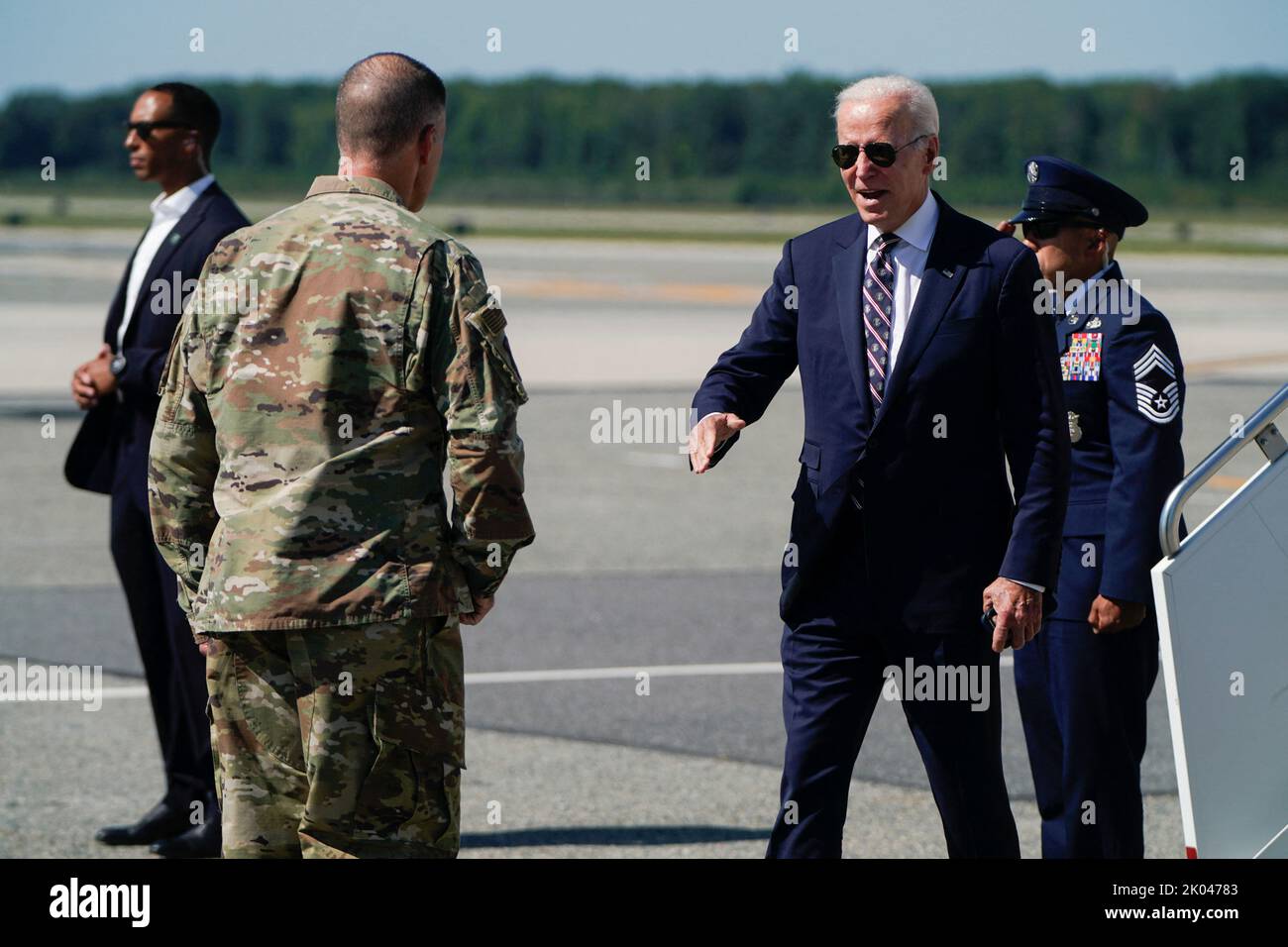 U.S. President Joe Biden arrives at Dover Air Force Base in Dover, Delaware, U.S. September 9, 2022. REUTERS/Joshua Roberts Stock Photo