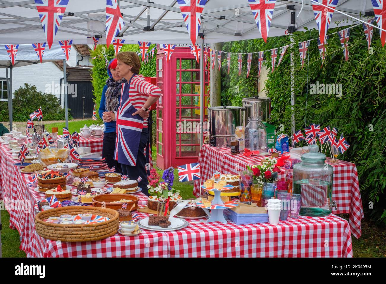Refreshments laid out at a Street Party held to celebrate the Platinum Jubilee of Her Majesty Queen Elizabeth II in the rural village of Turville Stock Photo
