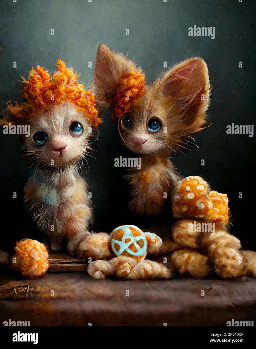 Two cute ginger cats, abstract background picture Stock Photo